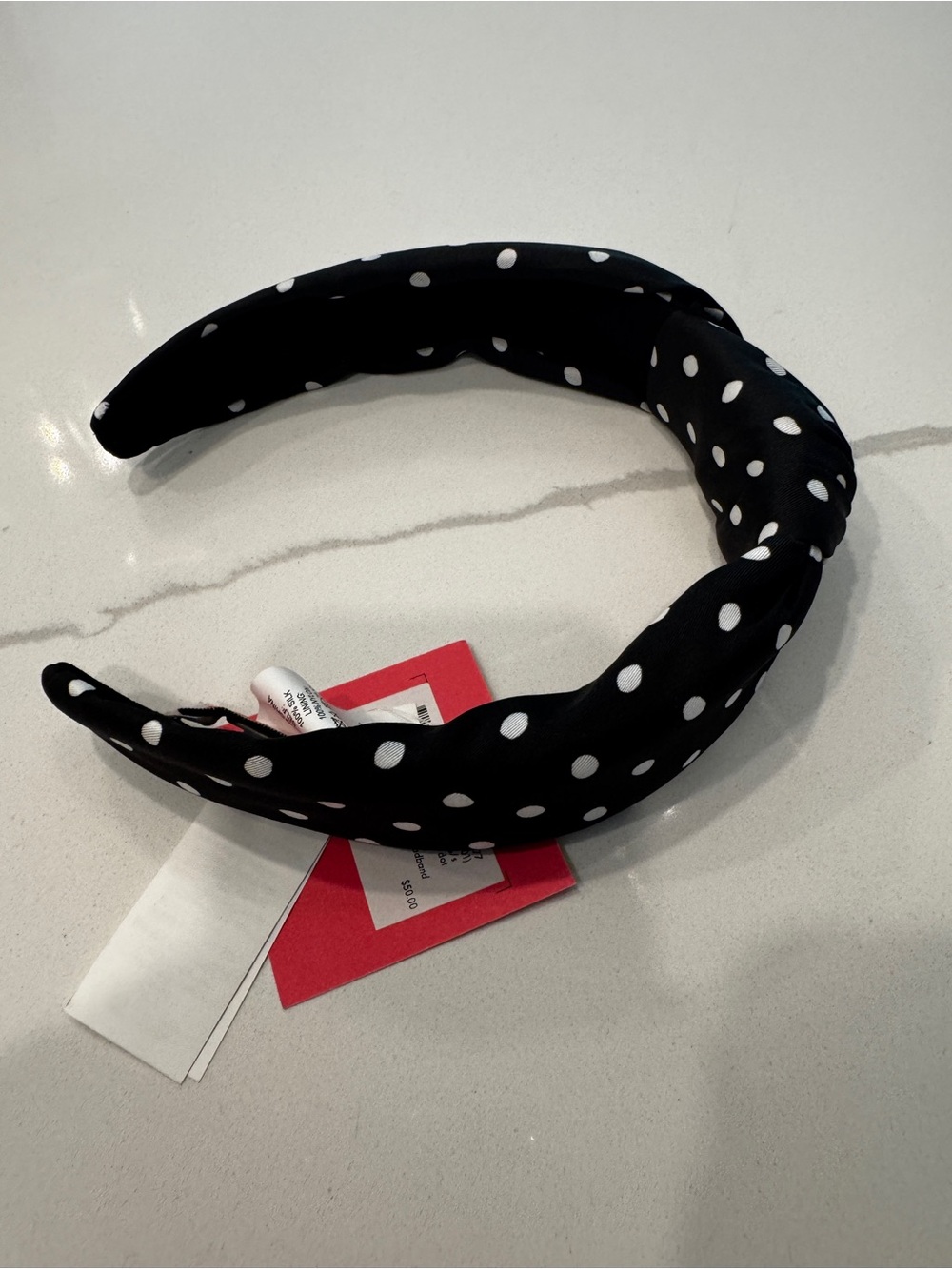 Kate Spade Black and White Polka Dot Headband NWT